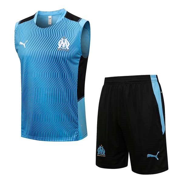 Trikot Marseille Ärmellos Anzüge 2022 Blau Günstige Fußballtrikots